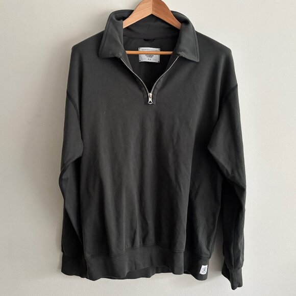 Reigning Champ Olive Green Quarter Zip Long Sleeve Polo - Medium - Picture 1 of 9